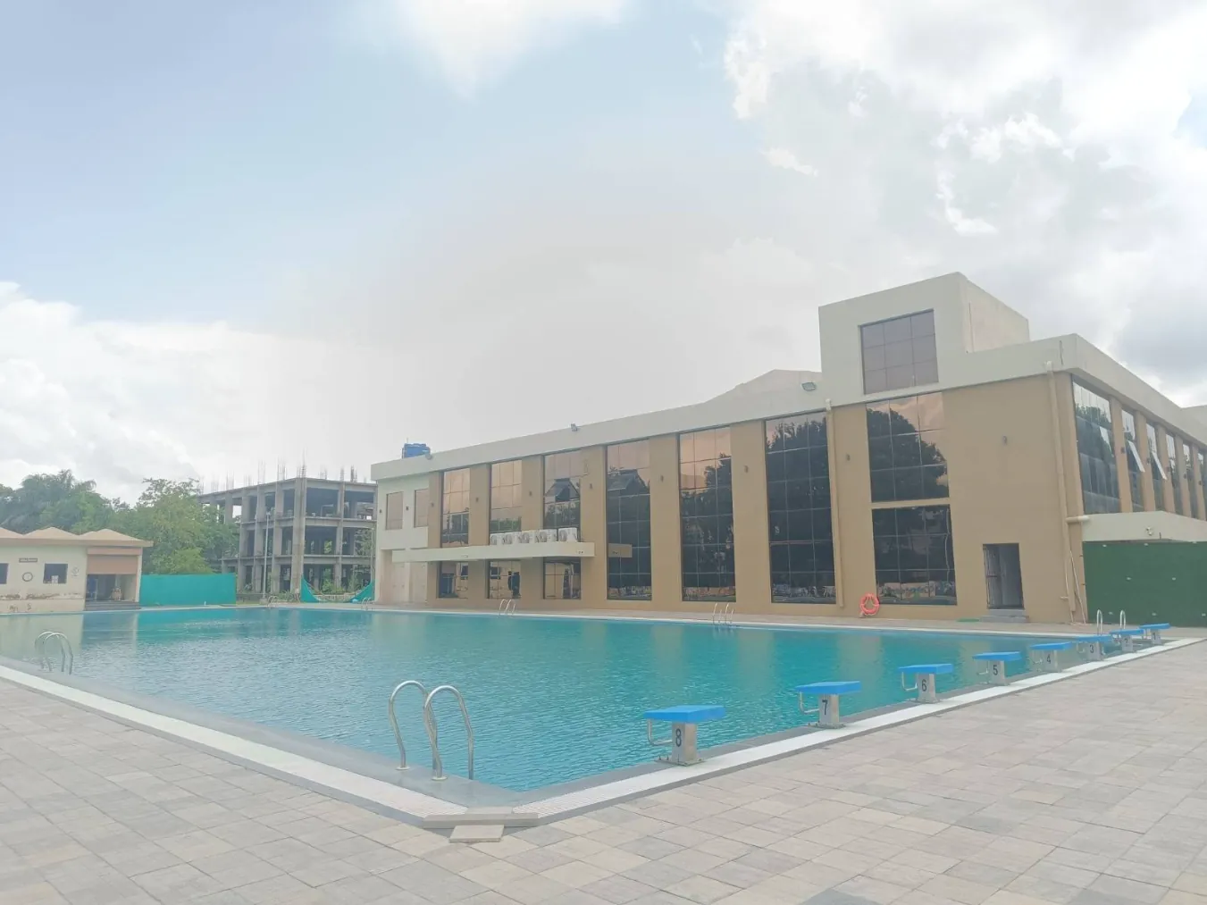 Swimming pool and main building